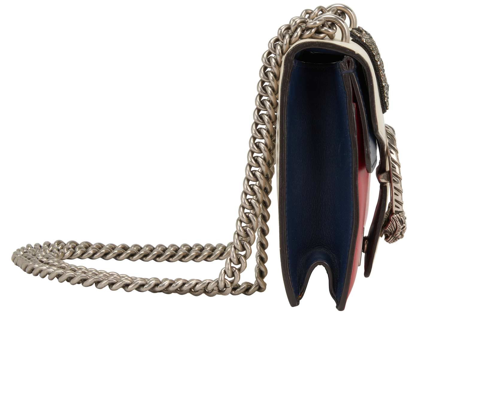 Embellished Snake Mini Dionysus, &pound;495, Handbags, Navy/Red/White, Leather, Side view